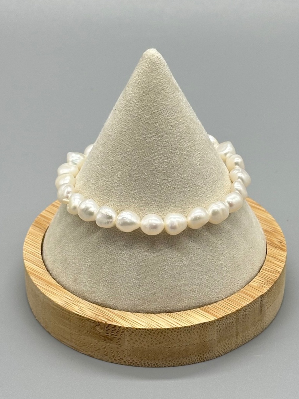 Freshwater White Pearl Stretch Bracelet Sz 6.5 Classic Natural Boho Preppy